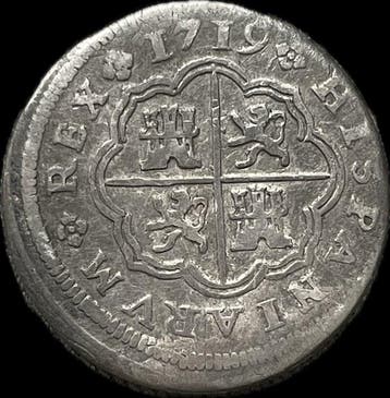 . Spanje Felipe V. 1 Real 1719 Cuenca JJ