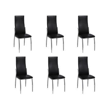 vidaXL Eetkamerstoelen 6 st kunstleer zwart, Huis en Inrichting, Stoelen, Verzenden, Nieuw, Zwart