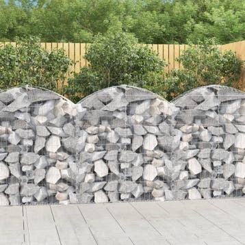 vidaXL Schanskorf gewelfd 100x30x100/120 cm gegalvaniseerd, Tuin en Terras, Verzenden, Minder dan 60 cm, Nieuw, Metaal
