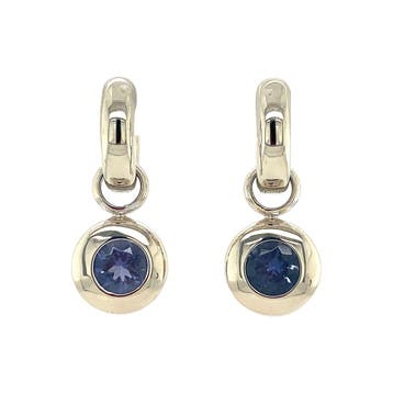 Witgouden klapcreolen met Ioliet van Bron Jewelry 14 krt, Sieraden, Tassen en Uiterlijk, Oorbellen, Verzenden, Zo goed als nieuw