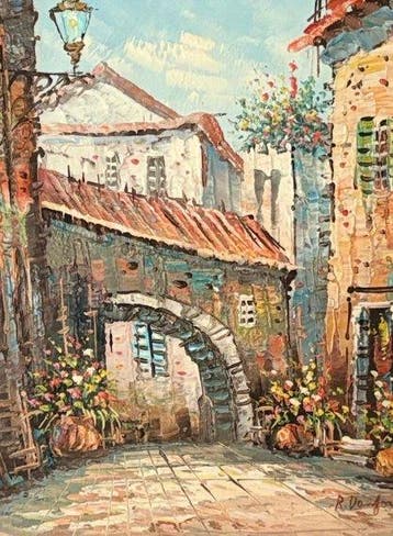 R. Danford (1900-2000) - Paysage méditerranéen