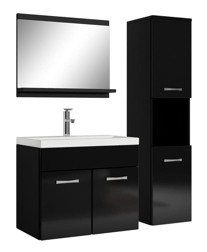 Badkamermeubel Set Montreal 60 x 35 cm Zwart Badmeubel, Huis en Inrichting, Badkamer | Badkamermeubels, Nieuw, Wastafelkast, Verzenden