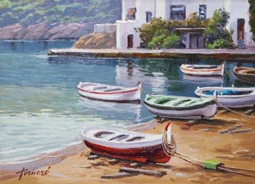 Francesc Torneró Gómez (1936) - Pueblo costero (Costa Brava), Antiek en Kunst