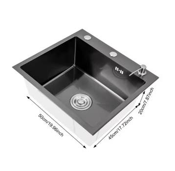 Zwarte RVS Spoelbak 50x45 cm met Zeepdispenser, Verzenden, Nieuw