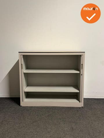 Aspa - Roldeurkast - 105x120x47 cm - Witgrijs - Ahorn topbla, Werkplek, Ophalen of Verzenden, Gebruikt, Kast