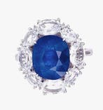 Ring Platina - 7.51ct. tw. Saffier - Saffier - Natuurlijke, Nieuw