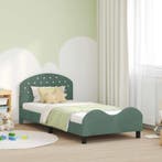 vidaXL Bedframe voor kinderen met hoofdbord Zeegroen 80 x, Verzenden, Nieuw, Groen, Stof