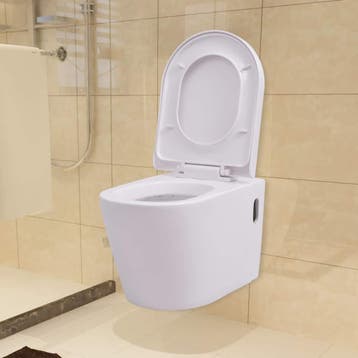 vidaXL Hangend toilet keramiek wit, Doe-het-zelf en Verbouw, Sanitair, Verzenden, Nieuw