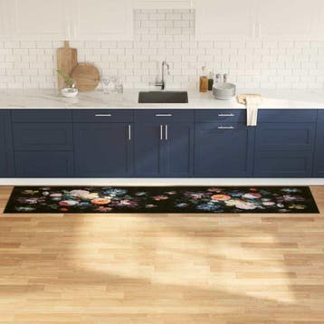 vidaXL Keuken Vloerkleed Zwart 300 x 60 cm Fluweel, Verzenden, Nieuw
