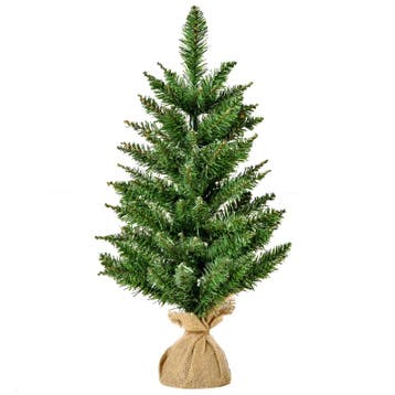 Minikerstboom Met Kunstsneeuw, 60 Cm Hoog, Met Cementstandaa
