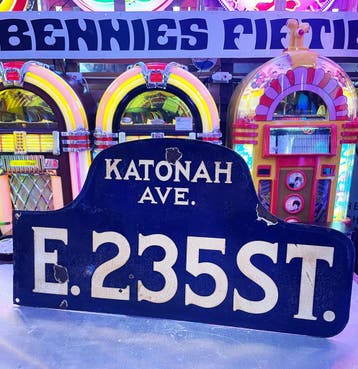 Katonah Avenue – Origineel New York Emaille Straatnaambord, Ophalen, Gebruikt