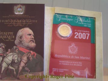 San Marino 2 Euro Sonder GedenkMunt 2007 Garibaldi im Ori..., Verzenden