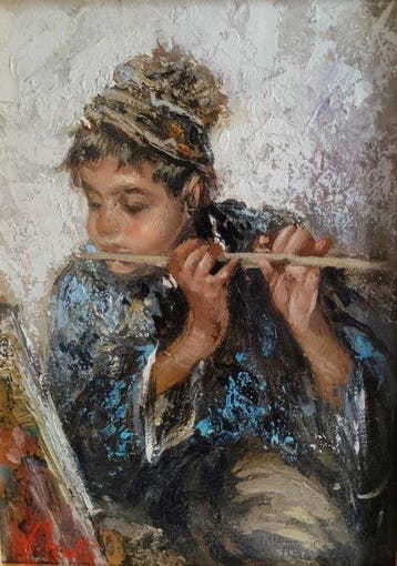 Italiaanse school (XX) - Suonatore con flauto