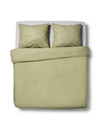 HEMA Dekbedovertrek 200x200/220cm flanel lijnen groen, Verzenden, Nieuw, Groen