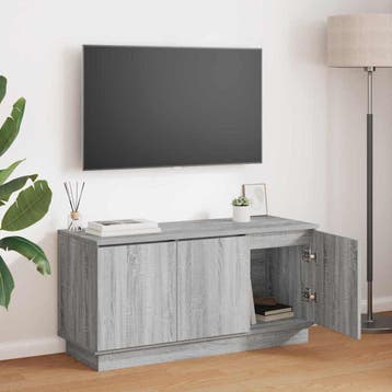 vidaXL TV-kast Grijs Sonoma 100 x 38 x 49 cm Bewerkt hout, Minder dan 50 cm, Verzenden, Nieuw, Minder dan 100 cm