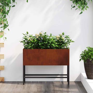 vidaXL Verhoogde Tuin Plantbak Roestig 60 x 26 x 45 cm, Tuin en Terras, Verzenden, Minder dan 60 cm, Nieuw, Metaal