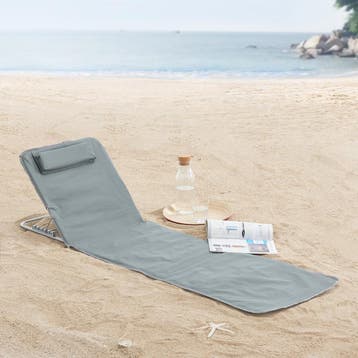 [en.casa] Strandmat Cellorigo met rugleuning set van 2 donke, Verzenden, Nieuw