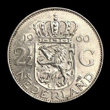 Nederland. Silver 2½ Gulden (Juliana) Coin 1960 (Zonder