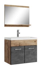 Badkamermeubel Montreal Set 02 60 x 35 cm Kastanje Grijs, Verzenden, Nieuw, Wastafelkast