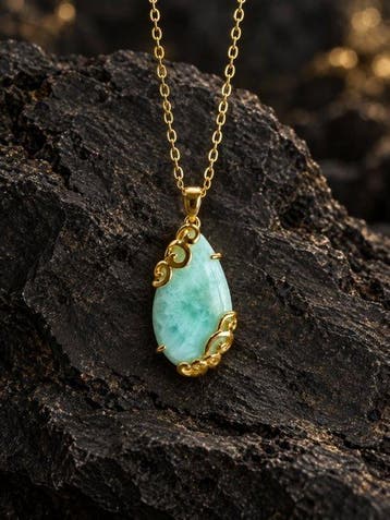 Larimar Ketting van 925 sterlingzilver met 18K gouden
