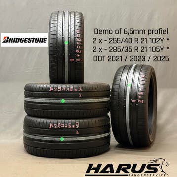 255/40/21 285/35/21 (*) Bridgestone zomerbanden demo 4X, Auto-onderdelen, Banden en Velgen, Gebruikt, 285 mm, Band(en), Personenwagen