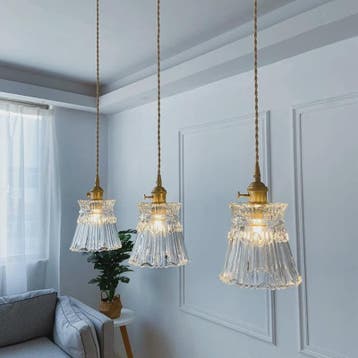 Koperkleurige Glazen Hanglamp - Stijlvolle LED Plafondlamp v, Verzenden, Nieuw