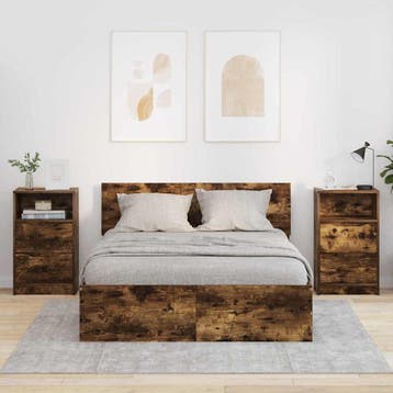 vidaXL Nachtkastjes 2 pcs Gerookt eiken 40 x 30 x 467 cm, Minder dan 45 cm, Verzenden, Nieuw, 55 tot 70 cm