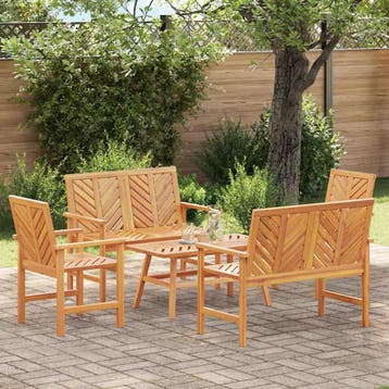 vidaXL Tuin loungeset 5 st Bruin Massief Acaciahout, Verzenden, Nieuw, 5 zitplaatsen, Loungeset