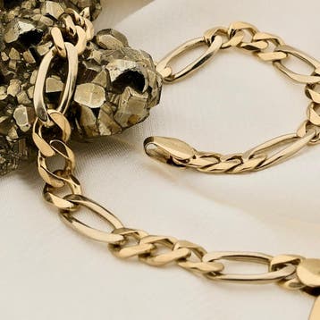 Gouden figaroschakel armband; 14 karaat; 20,5 cm, Ophalen of Verzenden, Gebruikt, Goud, Goud
