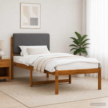 vidaXL Bedframe met gestoffeerd hoofdbord Naturel en, Huis en Inrichting, Verzenden, Nieuw, Hout