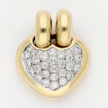 Hanger - 18 karaat Geel goud Diamant (Natuurlijk) - Hart