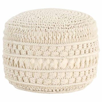 vidaXL Poef macramé handgemaakt 45x30 cm katoen, Verzenden, Nieuw