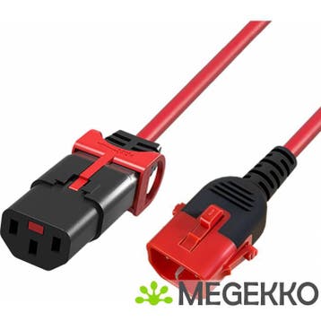 ACT Netsnoer C13 IEC Lock+ - C14 IEC Lock Dual Locking rood, Verzenden, Nieuw