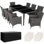 Aluminium wicker zitgroep Menorca 8+1 met beschermhoes - gri, Tuin en Terras, Tuinsets en Loungesets, Verzenden, Nieuw