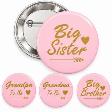 4-delige babyshower button set Tribal rose, Ophalen of Verzenden, Nieuw, Versiering, Geboorte of Huwelijk