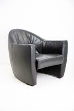Gebruikte Leolux Carabas fauteuil in zwart leer € 795 Ocazu, Receptie of Entree, Ophalen of Verzenden, Gebruikt, Stoel