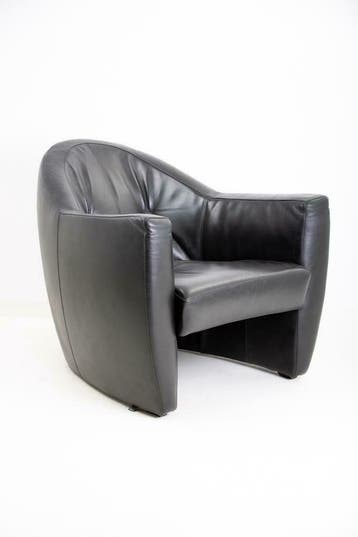 Gebruikte Leolux Carabas fauteuil in zwart leer € 795 Ocazu, Receptie of Entree, Ophalen of Verzenden, Gebruikt, Stoel