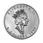 Canadian Maple Leaf 1 oz 1992 (343.800 oplage), Verzenden, Noord-Amerika, Losse munt, Zilver