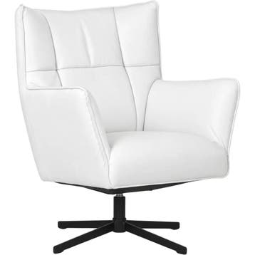 Leren draaifauteuil Lovely - Toledo Purewhite (wit), Nieuw, Ophalen of Verzenden, 75 tot 100 cm, Eigentijds, Modern, Retro, Vintage