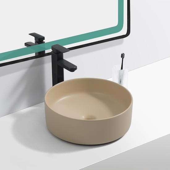 SALE - Venta 37 - Beige - Waskom -  -  - Keramiek -  Rond, Doe-het-zelf en Verbouw, Sanitair, Nieuw, Ophalen of Verzenden