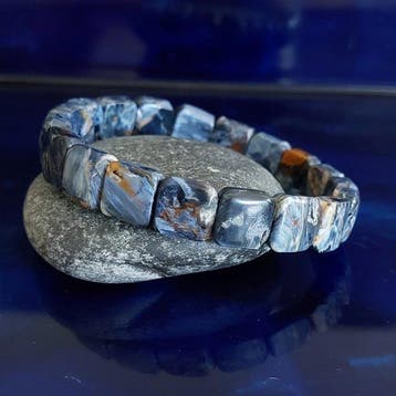 Armband van natuurlijke pietersiet - Blauw-goud