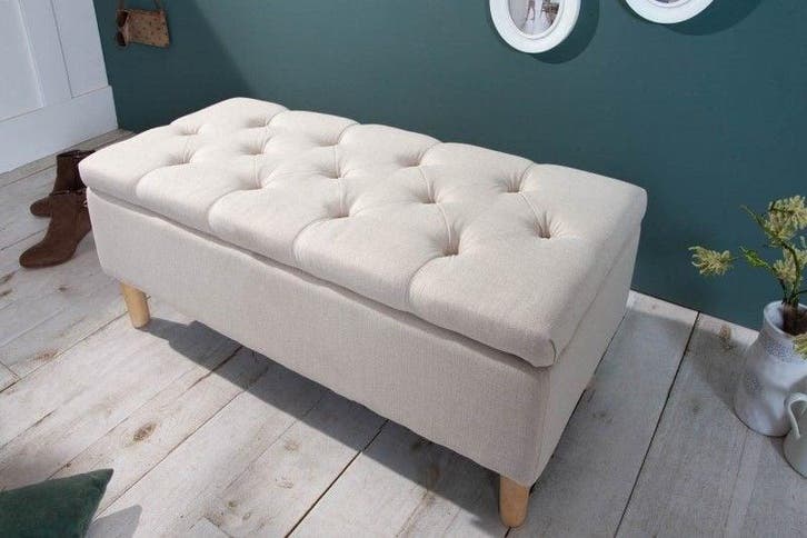 Chesterfield borstbank CASTLE 100cm beige bank landelijke, Huis en Inrichting, Banken | Bankstellen, Ophalen of Verzenden