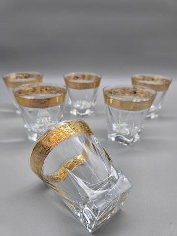 C.R.E. Art Italia - Drinkservies (6) - 24 kt goud - Cognac-, Antiek en Kunst