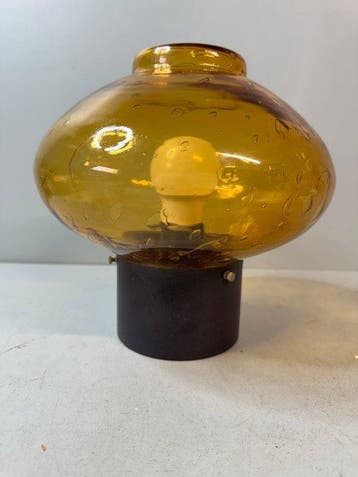 Plafondlamp - Vintage Space Age glazen lamp – Amber