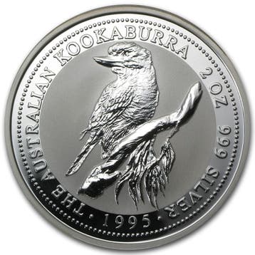 Kookaburra 2 oz 1995, Postzegels en Munten, Verzenden, Losse munt, Zilver