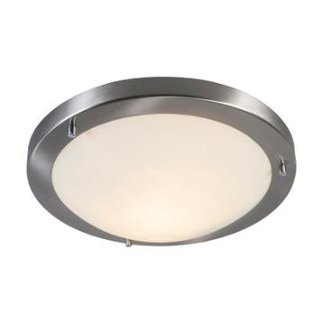 Smart plafonnière staal 31 cm incl. WiFi A60 IP44 - Yuma, Verzenden, Nieuw, Glas