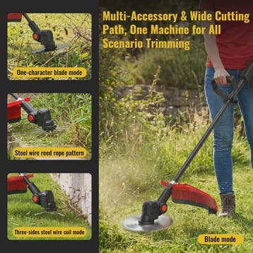 Krachtige Accu Grastrimmer 21V - 2000W Snoerloze Bosmaaier m, Verzenden, Nieuw