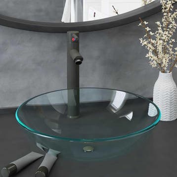 vidaXL Wastafel met kraan en pop-up afvoer gehard glas, Verzenden, Nieuw