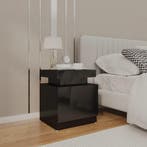 vidaXL Nachtkastje 45x35x52 cm bewerkt hout hoogglans zwart, Minder dan 45 cm, Verzenden, Nieuw, Minder dan 55 cm