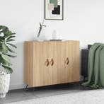 vidaXL Dressoir 90x34x80 cm bewerkt hout sonoma eikenkleurig, Verzenden, Nieuw, 50 tot 100 cm, 25 tot 50 cm